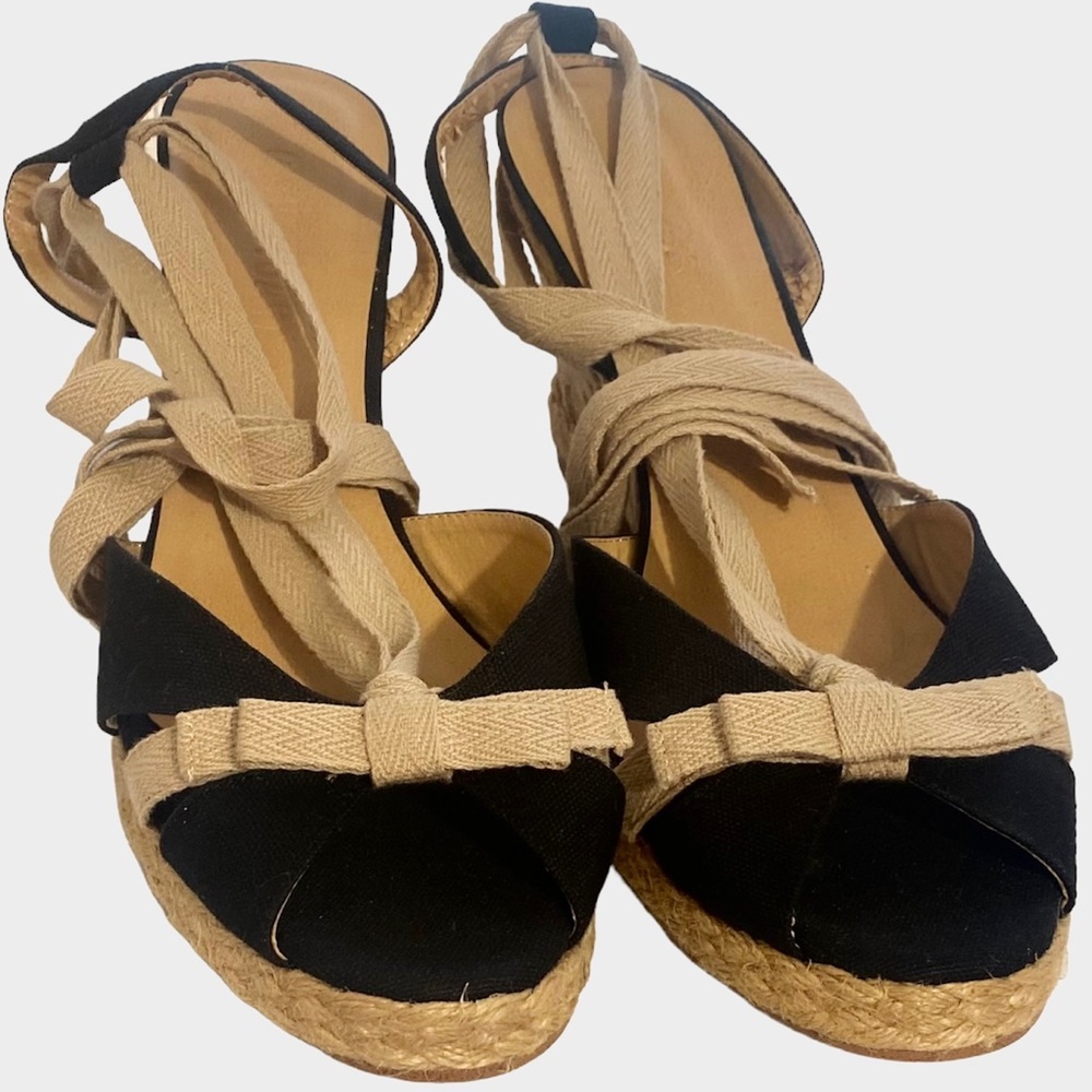 Colin Stuart Women’s Espadrilles Wedge Shoes 10B Tan Black